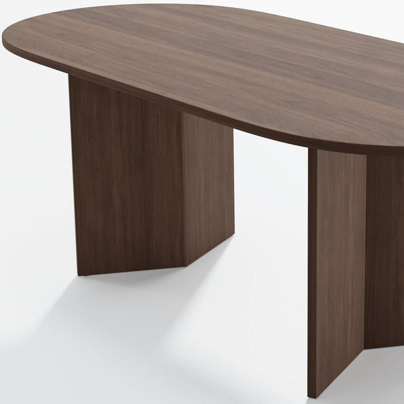 Double Pedestal Base Oval Dining Table (691646) - Brown