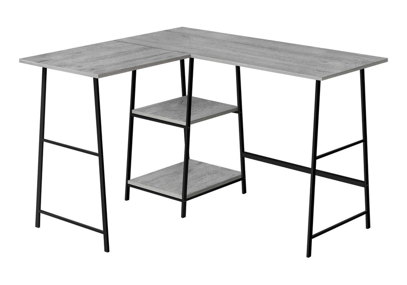 42" Wood And Metal Corner Trestle Computer Desk - Gray And Black
