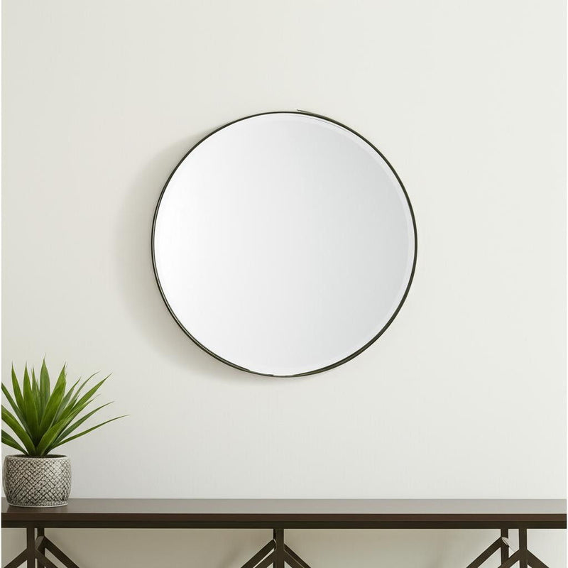 24" Metal Round Framed Accent Mirror - Gold