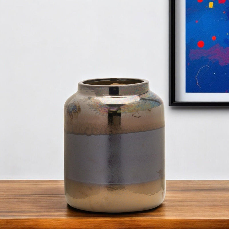 Striped Cylinder Table Vase - Black / Blue