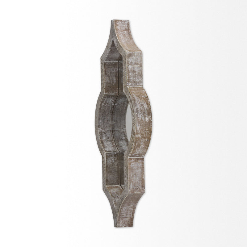 Solid Wood Abstract Framed Accent Mirror - Brown