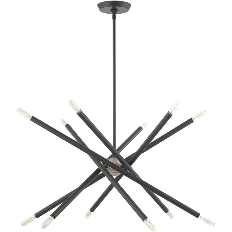 25" Six Light Dimmable Chandelier With Shades - Gray