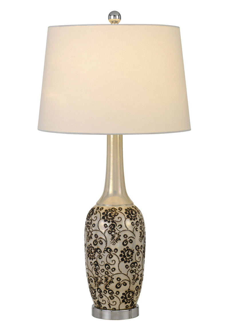 Metal Two Light Bedside Table Lamps With White Globe Shade (Set of 2) - Silver