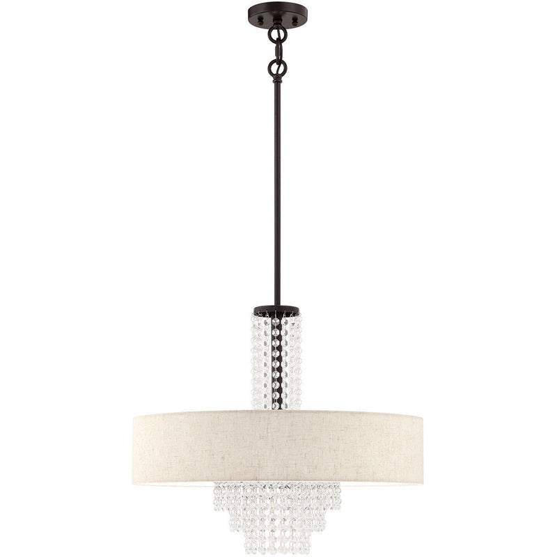 24" Five Light Metal Dimmable Chandelier With Shades - Bronze