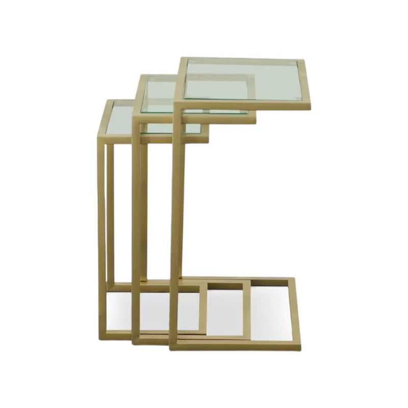 Glass Rectangular End Table - Gold