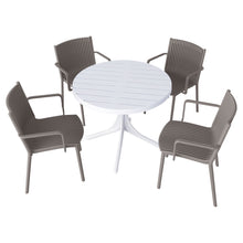 Load image into Gallery viewer, 4 Modern Stackable Plastic Armchair Matched With Round Table
