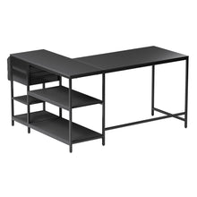 Load image into Gallery viewer, Stainless L Shape Computer Desk With Two Drawers - Black
