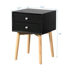 Load image into Gallery viewer, Side Table With 2 Drawer, Mid-Century Modern Storage Cabinet For Bedroom
