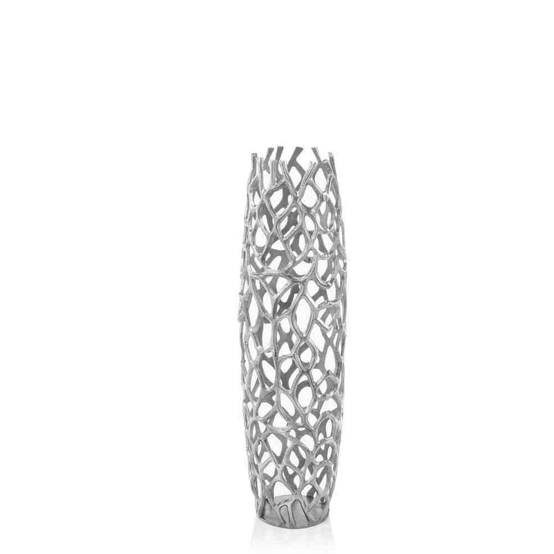 Twigs Cylinder Floor Vase (354634) - Silver