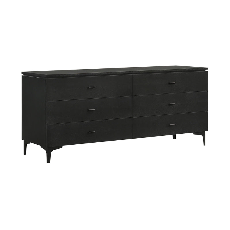 Six Drawer Double Dresser - Black