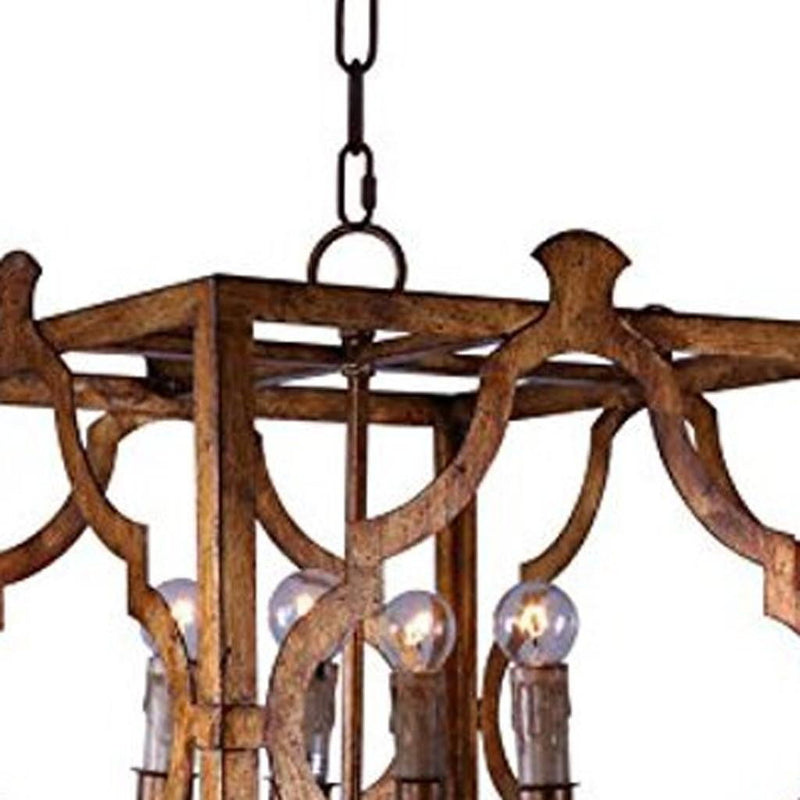 Square And Quatrefoil Metal Dimmable Chandelier - Antiqued Bronze