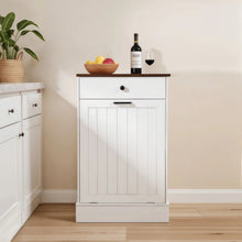 Load image into Gallery viewer, Tilt Out Trash Cabinet With Drawer, 10 Gallon Hamper - White
