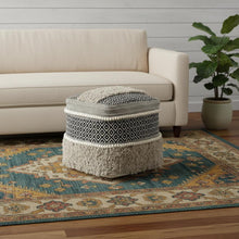 Load image into Gallery viewer, Cotton Geometric Pouf Ottoman - Black / Gray / White
