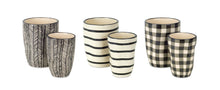 Load image into Gallery viewer, Geometric Round Pot Planters (Set of 6) - Black / Ivory
