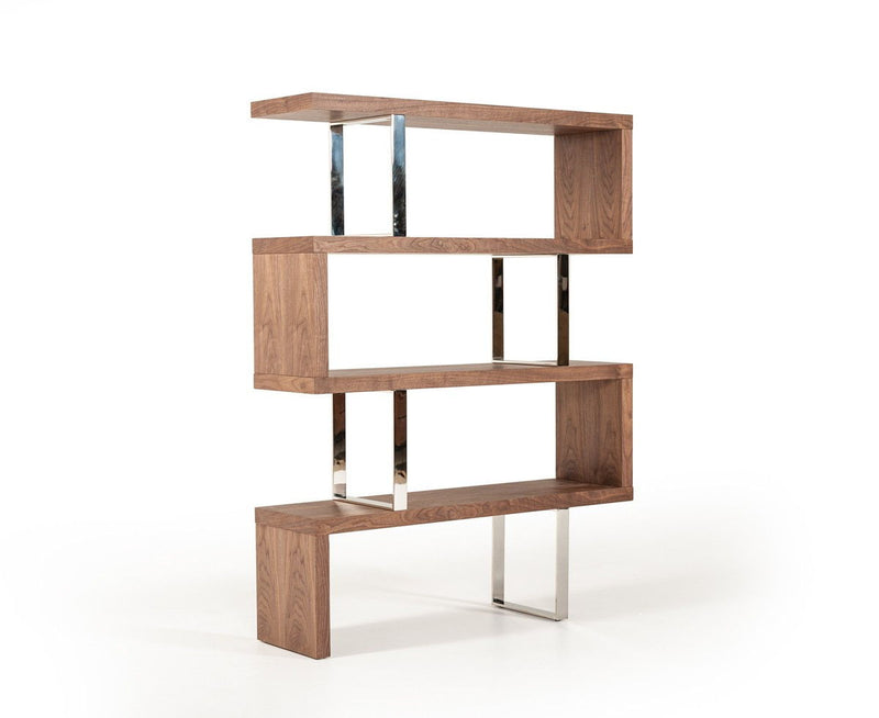 Four Tier Zig Zag Bookcase (482697) - Walnut