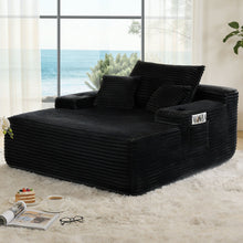 Load image into Gallery viewer, Convertible Chaise Lounge Chair &amp; Wide Armrest &amp; Throw Pillows - Black
