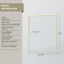 Load image into Gallery viewer, Double Sliding Shower Door, Semi-Frameless Bypass Bathroom Sliding Door With 1/4" (6 Mm) Tempered Glass For Walk-In Shower
