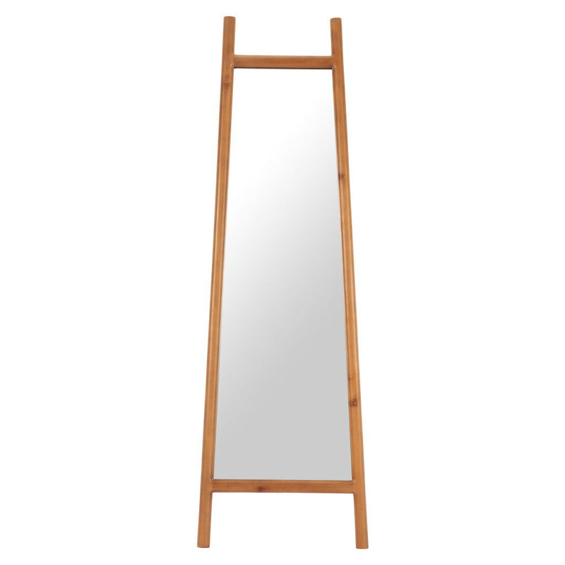70" Solid Wood Leaning Geometric Framed Standing Mirror - Natural