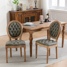 Load image into Gallery viewer, French Style Solid Wood Frame Antique Painting, Hand-Pulled Buckle Decoration Artificial Dining Chair With Nailhead Trim, Wood Legs
