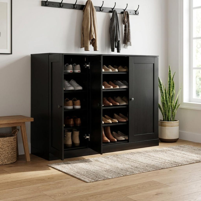 Solid Woodshoe Storage Cabinet (755978) - Black