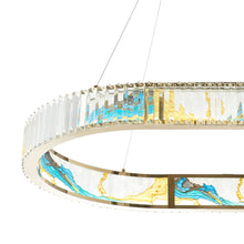 Load image into Gallery viewer, Geometric Crystal LED Chandelier - Blue / Gold / Clear
