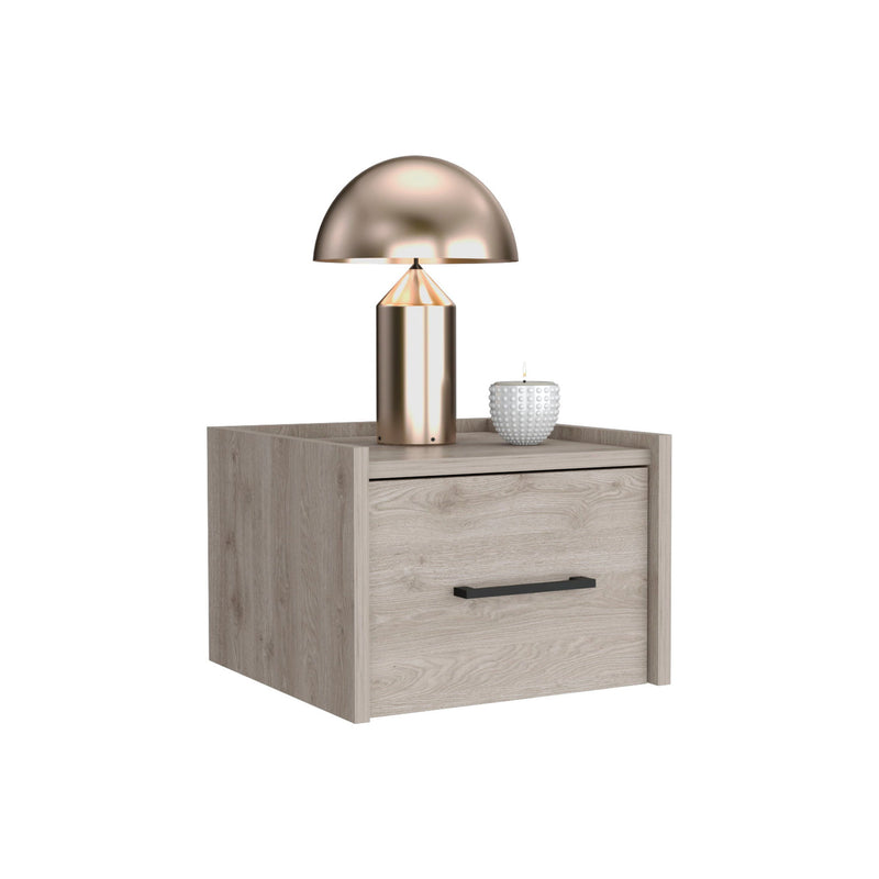 10" One Drawer Faux Wood Floating Nightstand - Gray