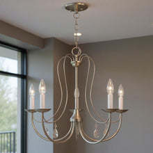 Load image into Gallery viewer, 20'' Five Light Dimmable Chandelier With Shades - Nickel
