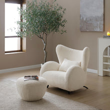 Load image into Gallery viewer, Wingback Armchair &amp; Ottoman Combo For Living Room - White
