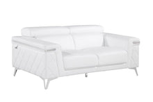 Load image into Gallery viewer, Metallic Leather Loveseat - White / Silver
