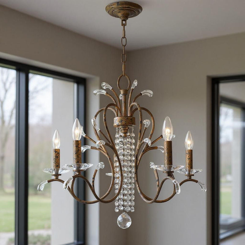 22'' 5-Light Dimmable Chandelier With Shades - Bronze