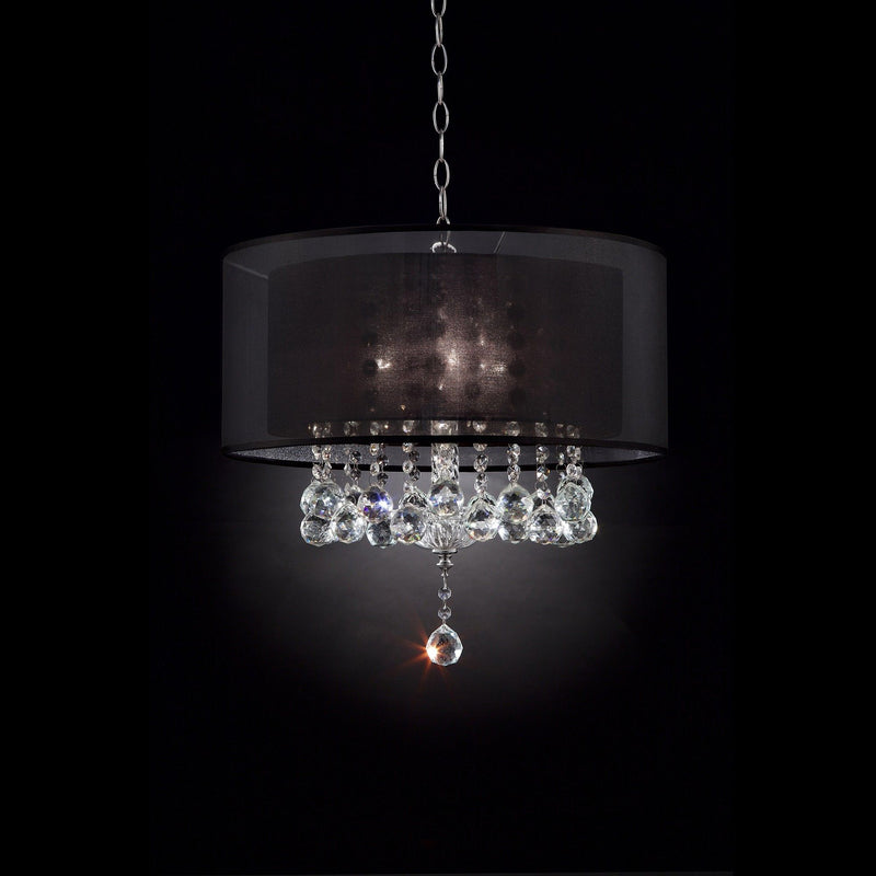 Contempo Ceiling Lamp With Black Shade And Crystal Accents - Silver