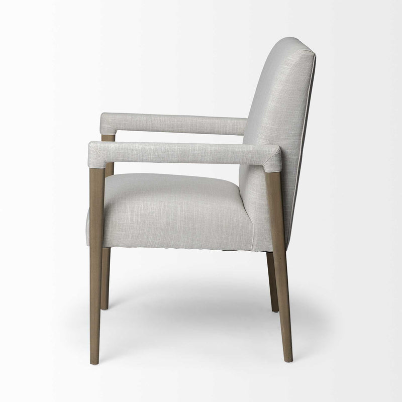 Upholstered Fabric King Louis Back Dining Arm Chair - Cream