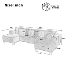 Load image into Gallery viewer, U-Shaped Sectional Sofa With RGB LED Light Strip And 6 Pillows

