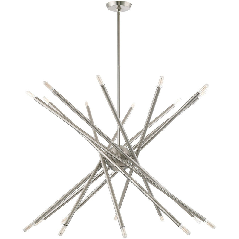 37" Multi Light Dimmable Chandelier With Shades - Nickel