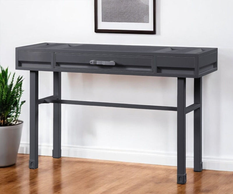 47" Iron And Wood Vanity Table - Gunmetal
