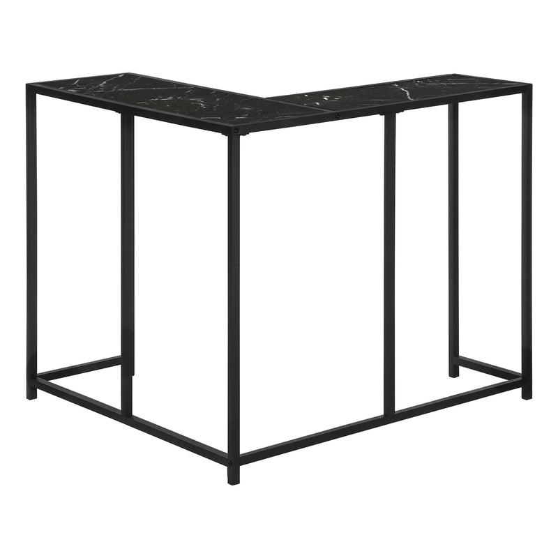 Faux Marble And Iron Frame End Table - Black And White