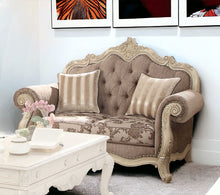 Load image into Gallery viewer, Damask Chesterfield Loveseat And Toss Pillows - Gray / Off White
