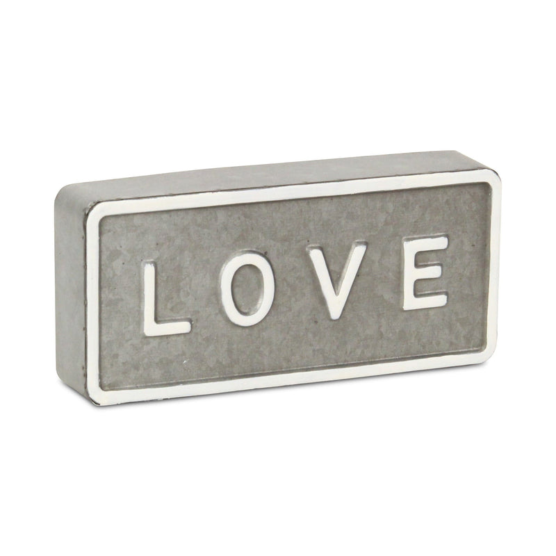 Galvanized Love Hand Painted Tabletop Sign - Gray / White