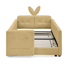 Load image into Gallery viewer, Cute Rabbit Ear Upholstered Platform Bed Frame With Safety Rail
