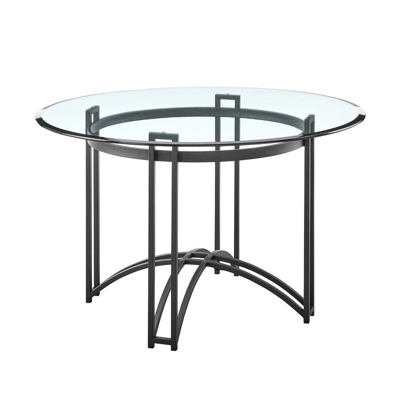 48" Glass And Iron Round Top Dining Table - Black