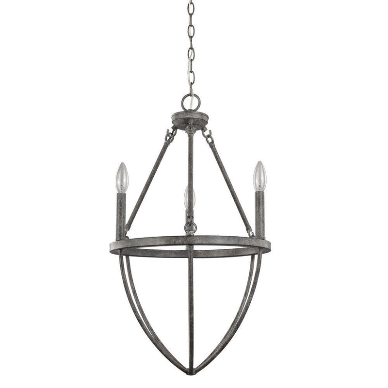Candle Style Three Light Metal Dimmable Chandelier - Ash Gray