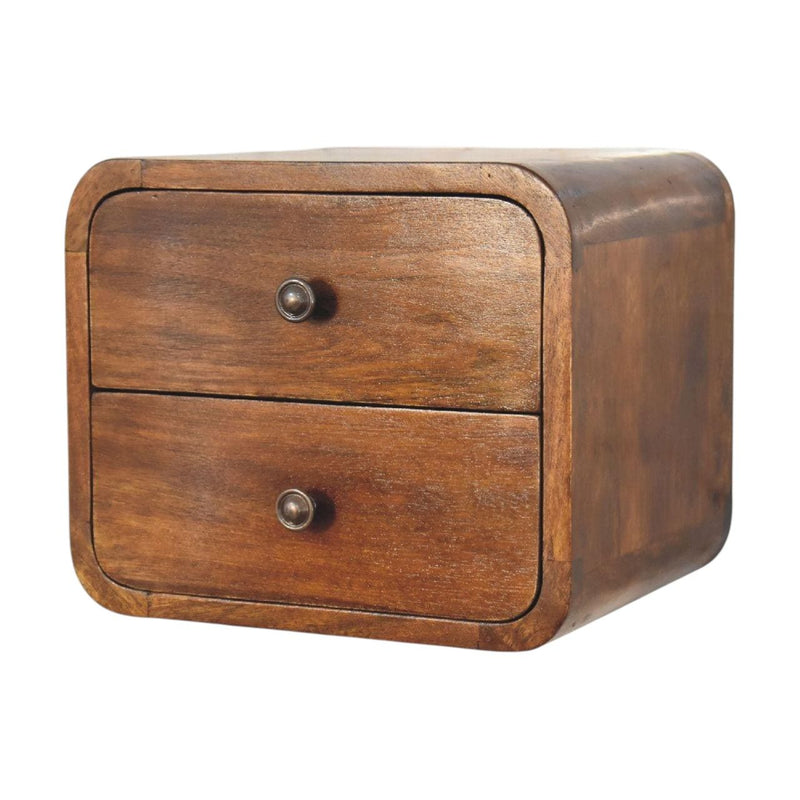 Wood Two Drawer Floating Nightstand - Chestnut