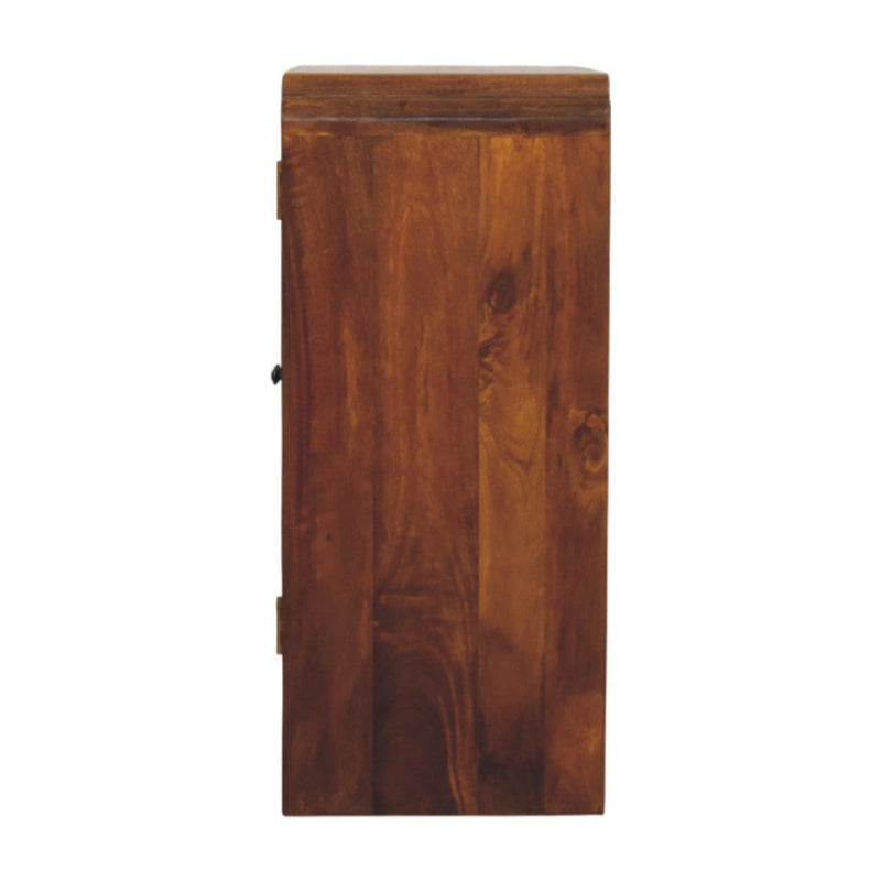 32" Solid Wood Scallop Edge Accent Cabinet With Two Doors - Brown