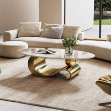 Load image into Gallery viewer, Oval Coffee Table For Living Room - Gold / White
