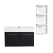 Load image into Gallery viewer, Modern Wall Mounted Bathroom Vanity With Thick Edge Resin Sink And Storage Rack
