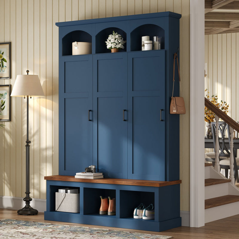 Classic Arched Design Hall Tree With 3 Hidden Storage