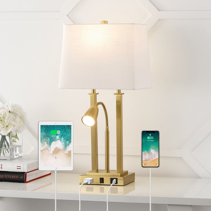 Swing Arm Novelty Table Lamp With Shade - Brass