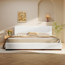 Load image into Gallery viewer, Elegant Boucle Upholstered Bed With Wood Grain Textured Solid Wood Base Frame
