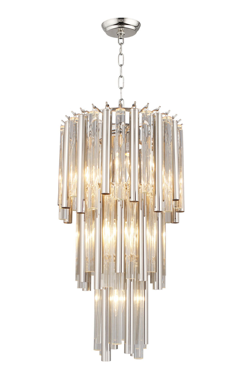 Unique Statement Seven Light Metal Crystal Glass Chandelier With Shades - Silver