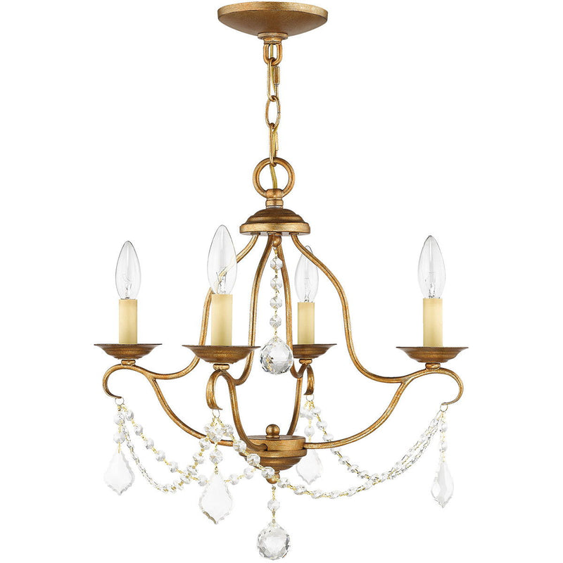 18" Four Light Dimmable Chandelier With Shades - Gold